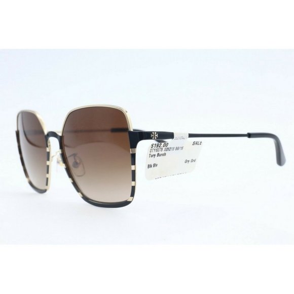 Tory Burch TY 6076 328213 Oversize Black Gold Sunglasses Brown Gradient Lenses - Picture 2 of 7